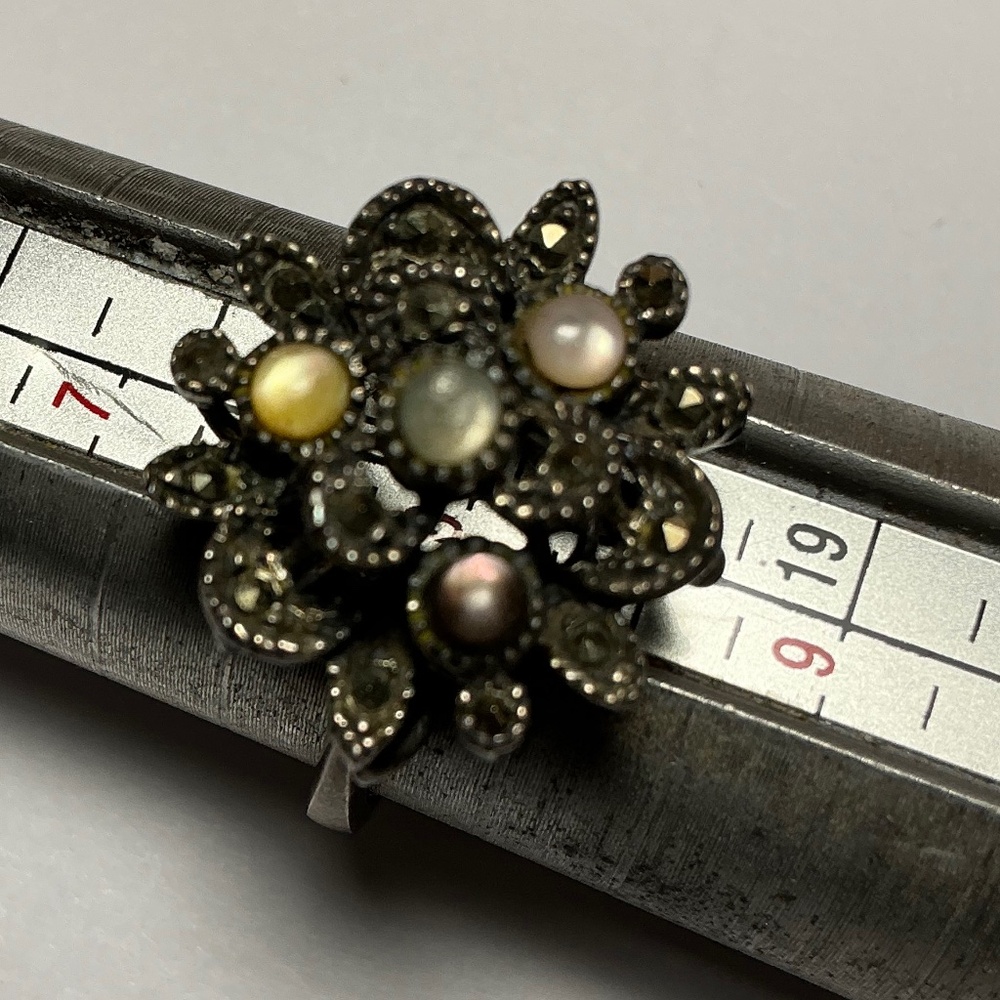 Sterling Silver Multi Stone Ring With Marcasite. … - image 1